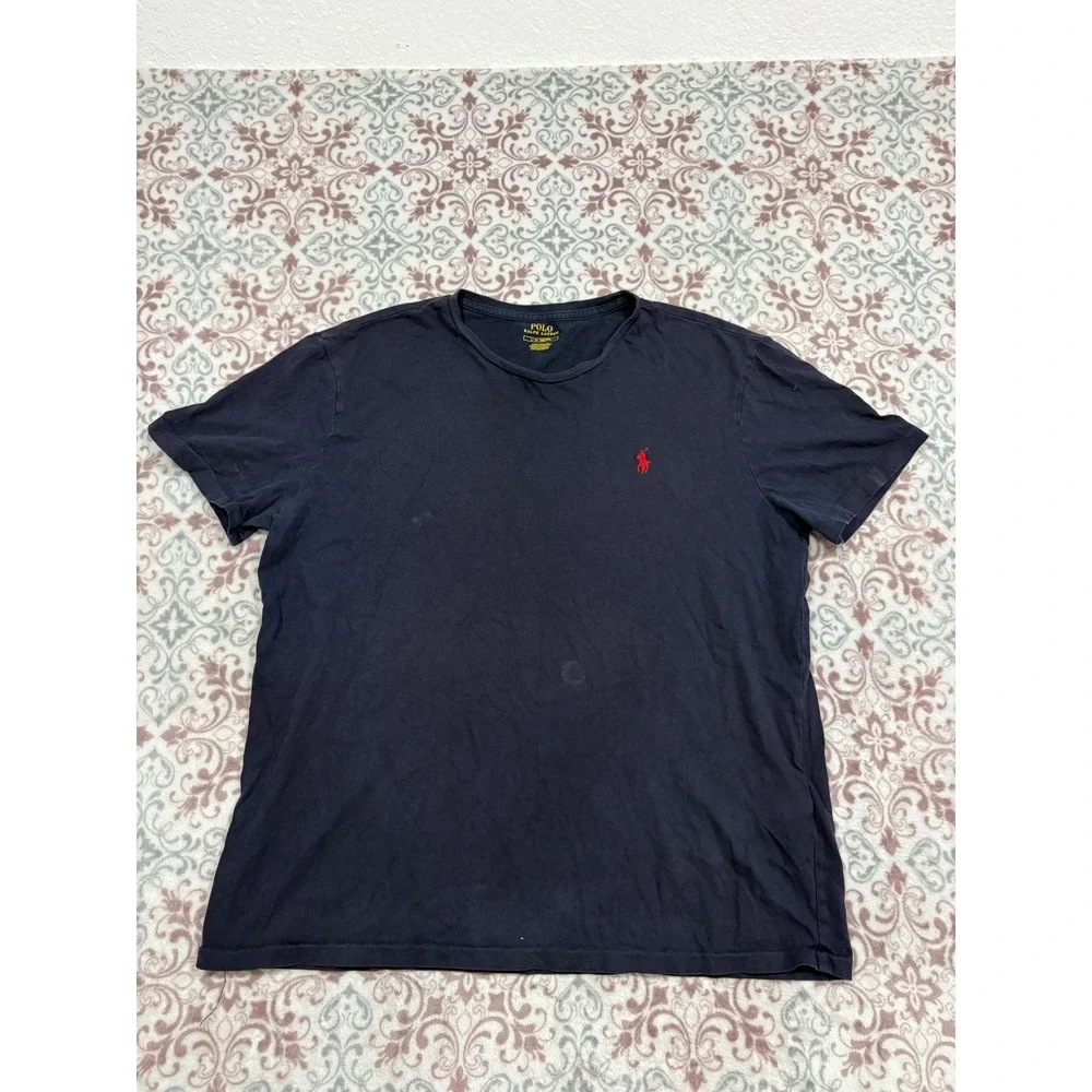 Polo Ralph Lauren Mens Navy Blue Crew Neck Short Sleeve T-Shirt Size Large Pony